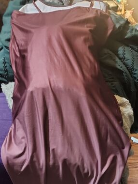 SHEIN Satin Maxi Slip Dress in Burgundy